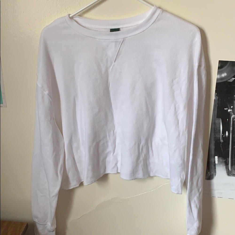 White long sleeve waffle knit